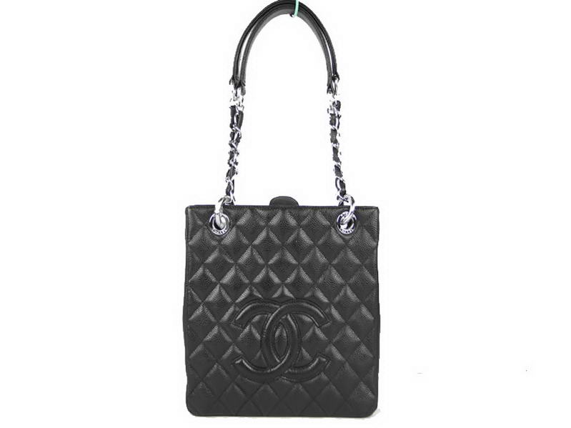 AAA Chanel A50994 Black Medium Shopping Bags Silver Hardware Replica